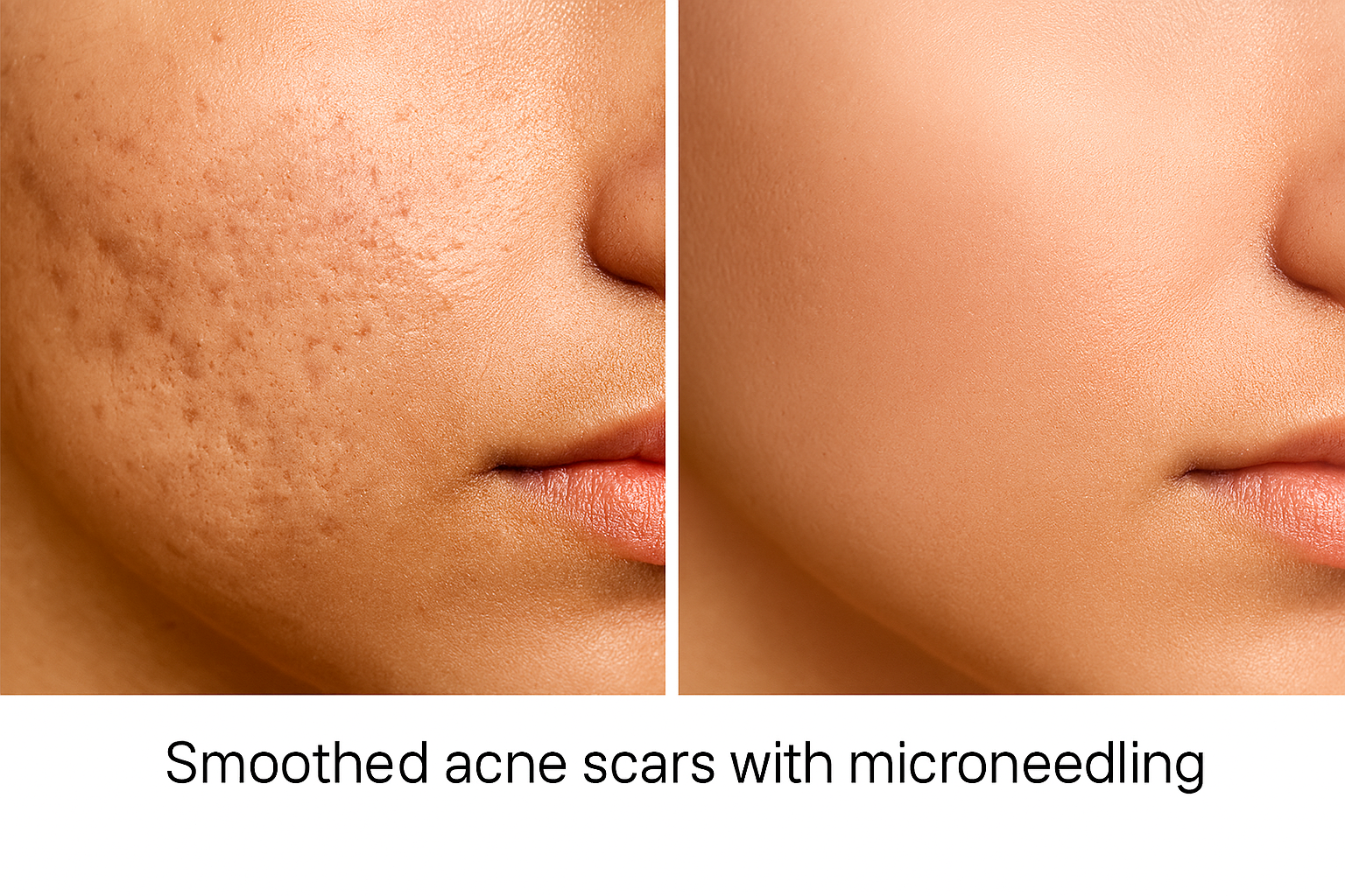 Before and after acne scar treatment